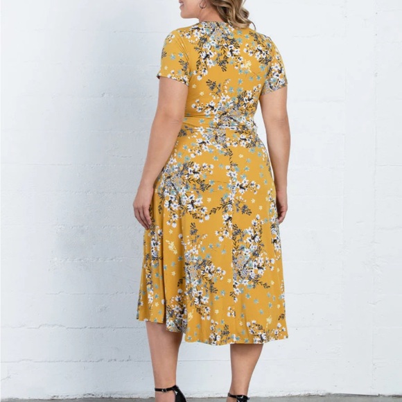 Floral Wrap Dress in Yellow - Picture 4 of 5
